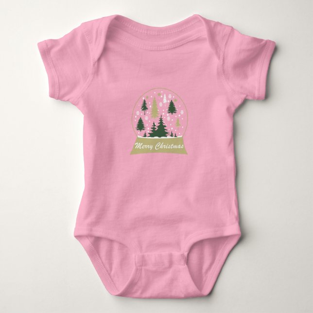 Modern decorated snowglobe baby bodysuit (Front)