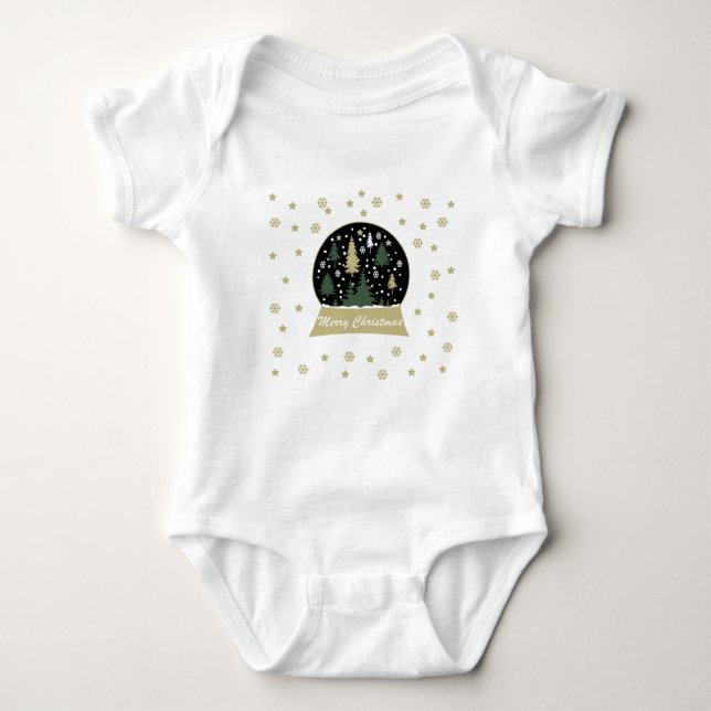 Modern decorated snowglobe baby bodysuit (Front)