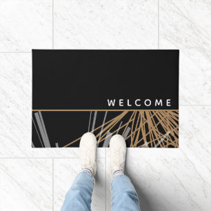 Modern Decorative Black & Gold Welcome Doormat