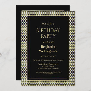 Modern Decorative Border 21st Birthday Party Invitation