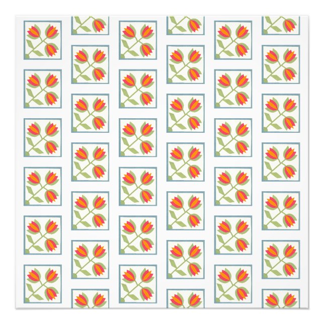 Modern Decorative Flowers Pattern Photo Print (Front)