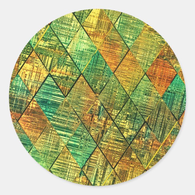 Modern Decorative Geometric Stained Glass Classic Round Sticker (Front)