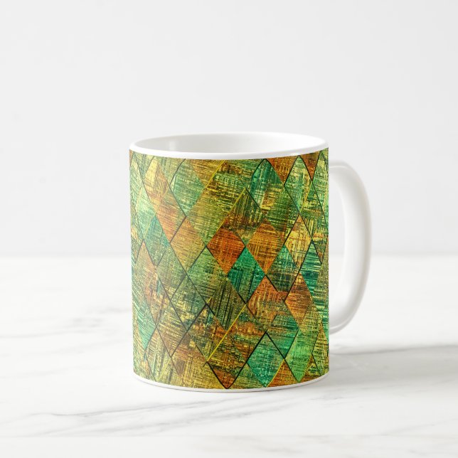 Modern Decorative Geometric Stained Glass Coffee Mug (Front Right)