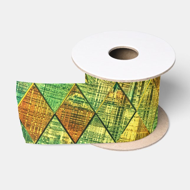 Modern Decorative Geometric Stained Glass Satin Ribbon (Spool)