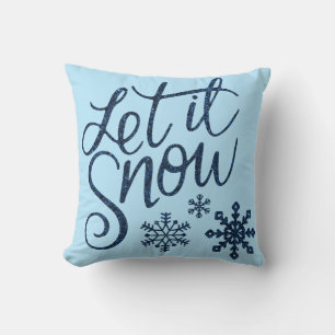 Modern Decorative Let it Snow Crystal Snowflake Cushion