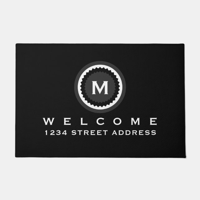 Modern Decorative Monogram Medallion | Welcome Doormat (Front)