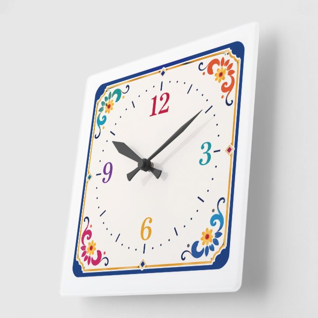 Modern Decorative Timepiece for Home & Office Square Wall Clock (Angle)