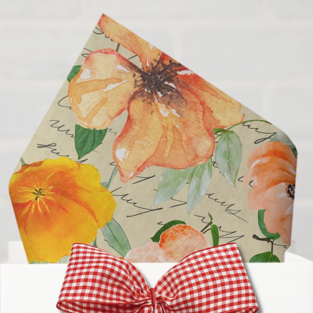 Modern decoupage yellow flower script letters tissue paper (Creator Uploaded)