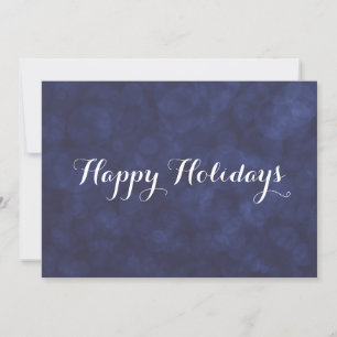 Modern Deep Blue Bokeh Happy Holidays Card