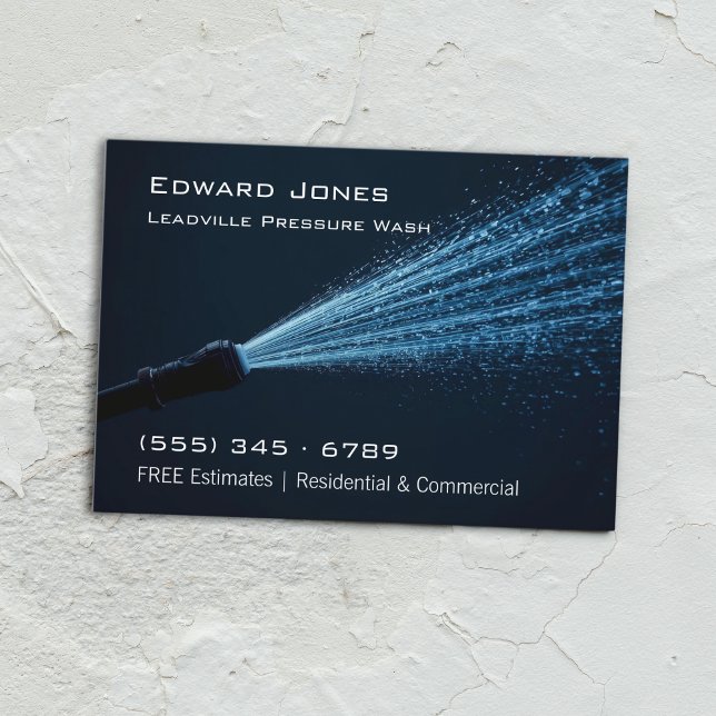 Modern Deep Blue Power Pressure Wash  Business Card (Creator Uploaded)