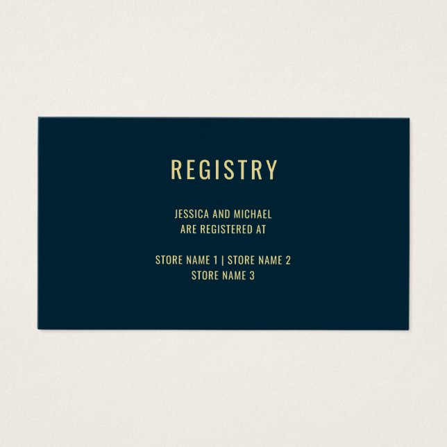 Modern Deep Blue Simple Wedding Registry Card (Front)