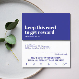 Modern Deep Blue White Beauty Bold Salon Loyalty Card