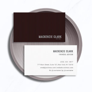 Modern Deep Burgundy Pinstripe & White Business Card