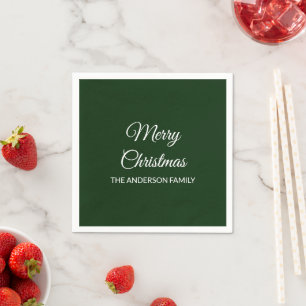 Modern deep dark green solid Christmas holiday Napkin