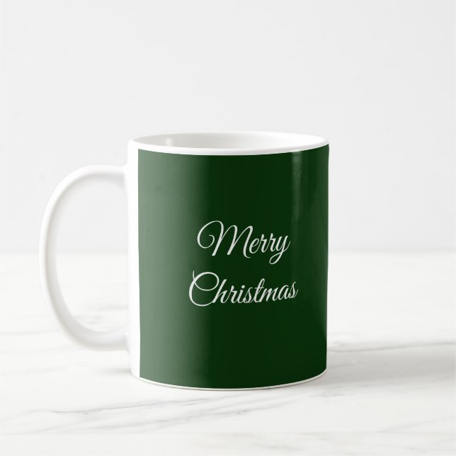 Modern deep dark solid green Christmas holiday Coffee Mug (Left)