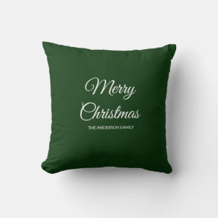 Modern deep green minimalist Christmas holiday Cushion