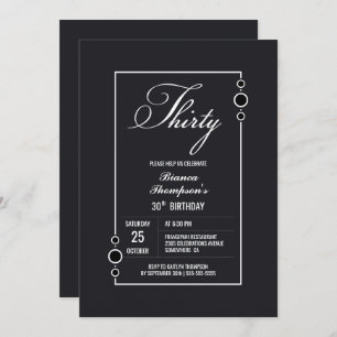 Modern Deep Grey 30th Birthday Party Invitation