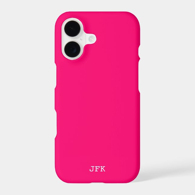 Modern deep hot pink solid initials custom  (Back)