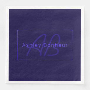 Modern Deep Purple Colours   Cool Name & Monogram Napkin