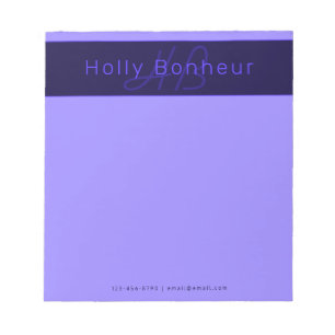 Modern Deep Purple Colours   Cool Name & Monogram Notepad