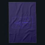 Modern Deep Purple Colours | Cool Name & Monogram Tea Towel<br><div class="desc">Modern monogrammed name or brand.</div>