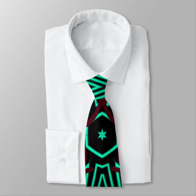 Modern Deep Red Black Green Cute Neck Tie (Tied)