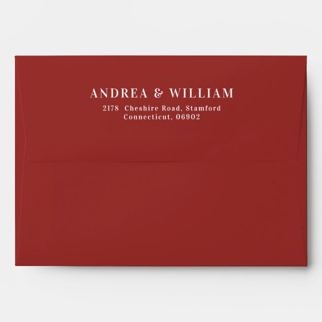 Modern Deep Red Christmas Wedding Envelope (Back (Top Flap))