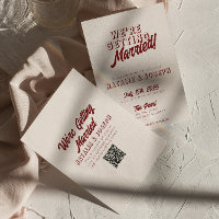 Modern Deep Red Retro Bold Unique QR Code Wedding