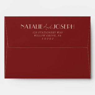 Modern Deep Red Retro Whimsical Fun Wedding Envelope
