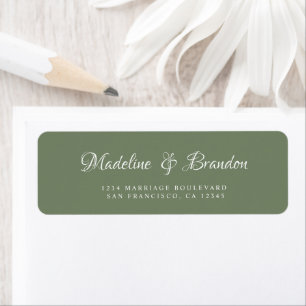 Modern Deep Sage Green Wedding Return Address