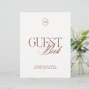 Modern Deep Terracotta Guest Book Wedding Sign