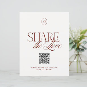 Modern Deep Terracotta Share the Love QR Code Sign