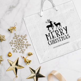 Modern Deer Merry Christmas, Family Large Rubber Stamp