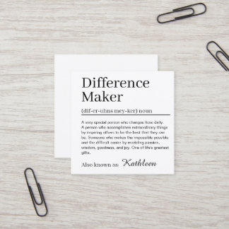 Modern Definition Difference Maker Square Business Card