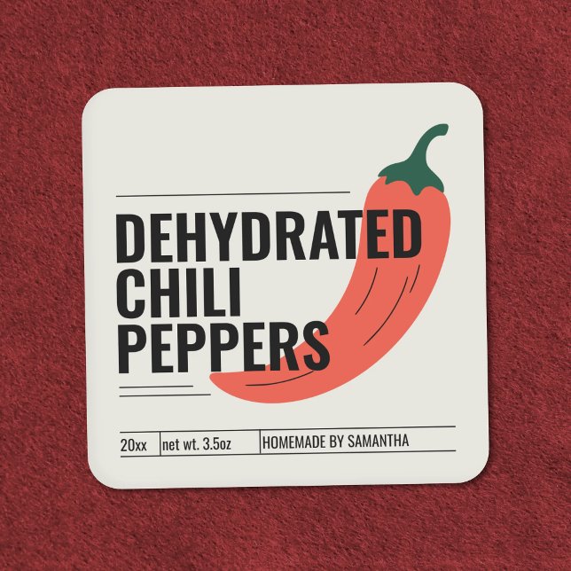 Modern Dehydrated Chilli Peppers Label Sticker (Modern Dehydrated Chili Peppers Label Sticker)