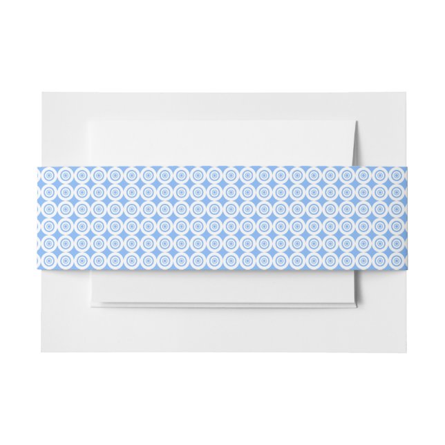 Modern Deisgn Light Blue White Circles Pattern Invitation Belly Band (Front Example)