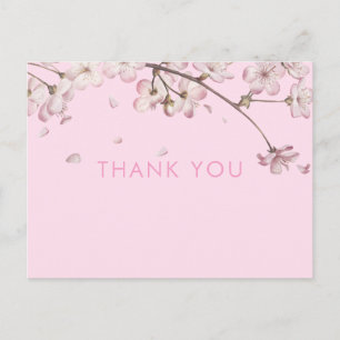 Modern Delicate Blossom Floral Pink Thank You Postcard