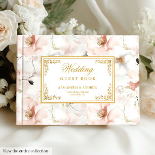 Modern delicate pastel pink gold wedding guestbook