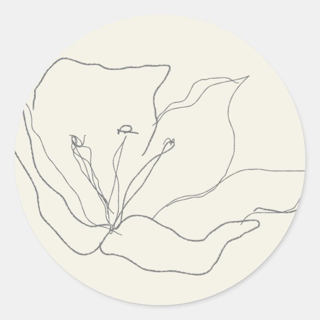 Modern Delicate Soft Eggshell Floral Classic Round Sticker (Front)
