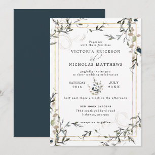 Modern Delicate Spring Greenery Wedding Invitation
