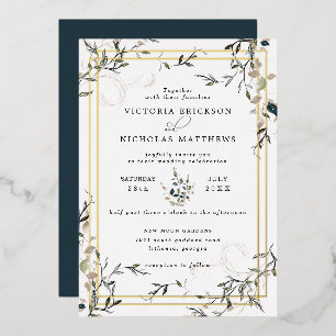 Modern Delicate Spring Greenery Wedding Invitation