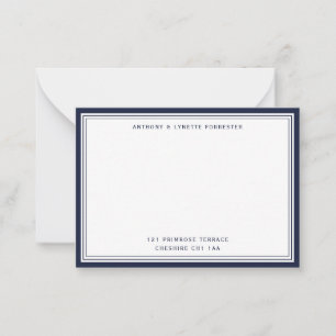 Modern Denim Blue Border Name & Address Note Card