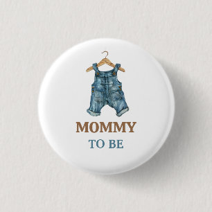 Modern Denim Blue Jean Baby Boy Baby Shower 3 Cm Round Badge