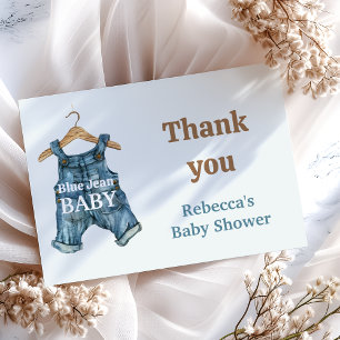 Modern Denim Blue Jean Baby Boy Baby Shower Thank You Card