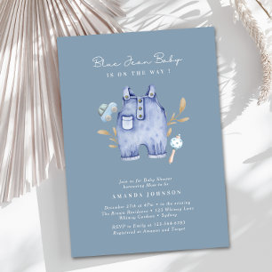 Modern Denim Blue Jean Baby Shower  Invitation