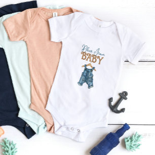 Modern Denim Boy Blue Jean Baby Shower Baby Bodysuit