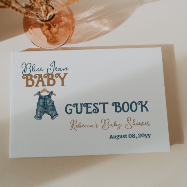 Modern Denim Boy Blue Jean Baby Shower Guest Book (Creator Uploaded)