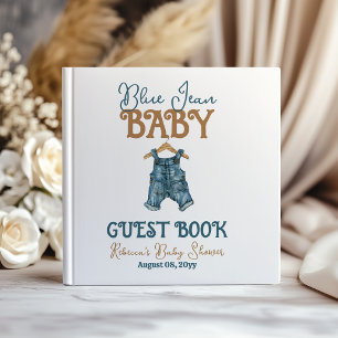 Modern Denim Boy Blue Jean Baby Shower Guest Book