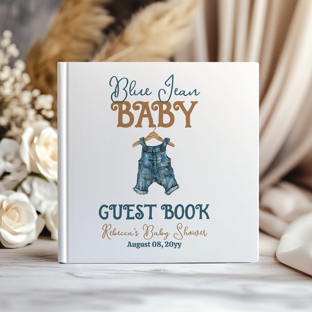 Modern Denim Boy Blue Jean Baby Shower Guest Book (Creator Uploaded)