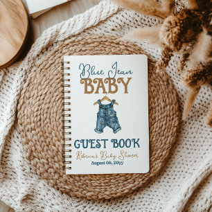 Modern Denim Boy Blue Jean Baby Shower Guest Book